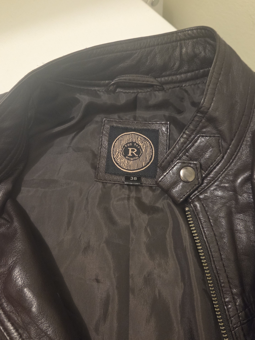 Re/Done Leather Bomber Jacket in Dark Brown